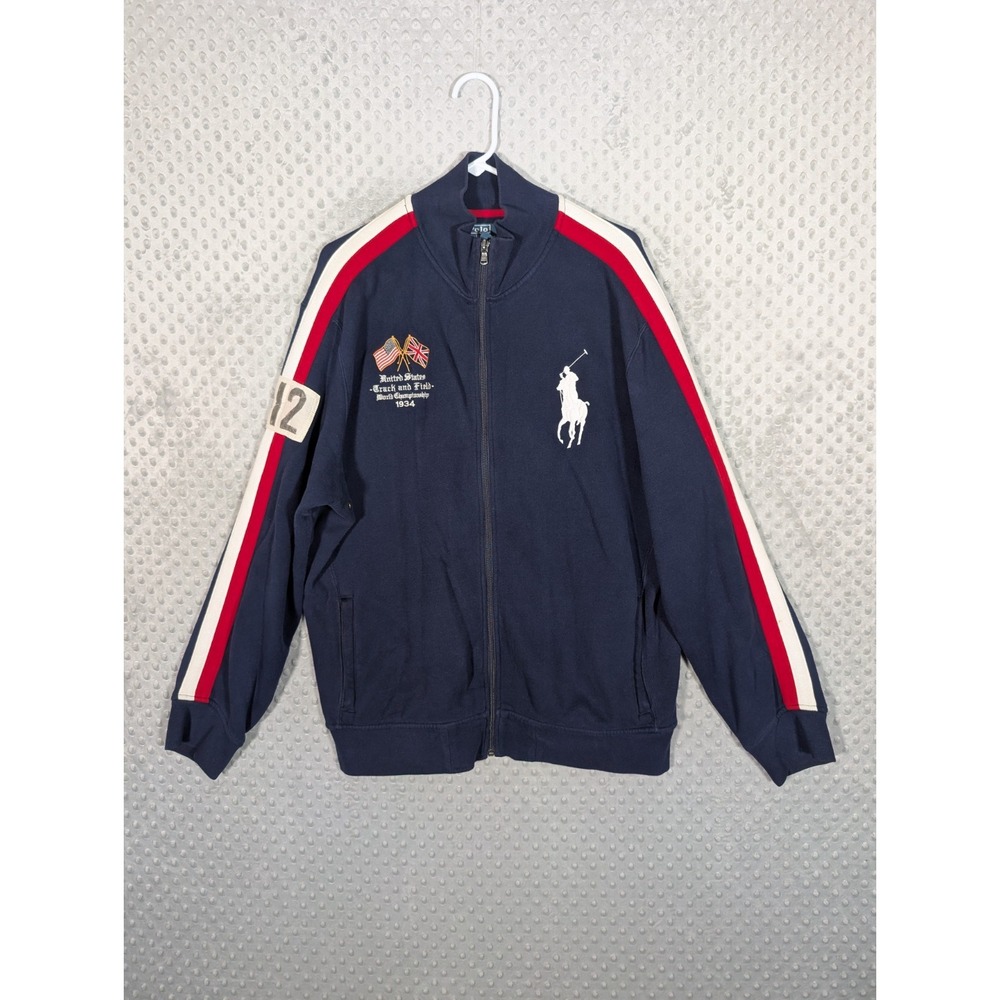 Polo Ralph Lauren Jacket Men's XL Blue Track &‎ Field Championship 1934 Vented